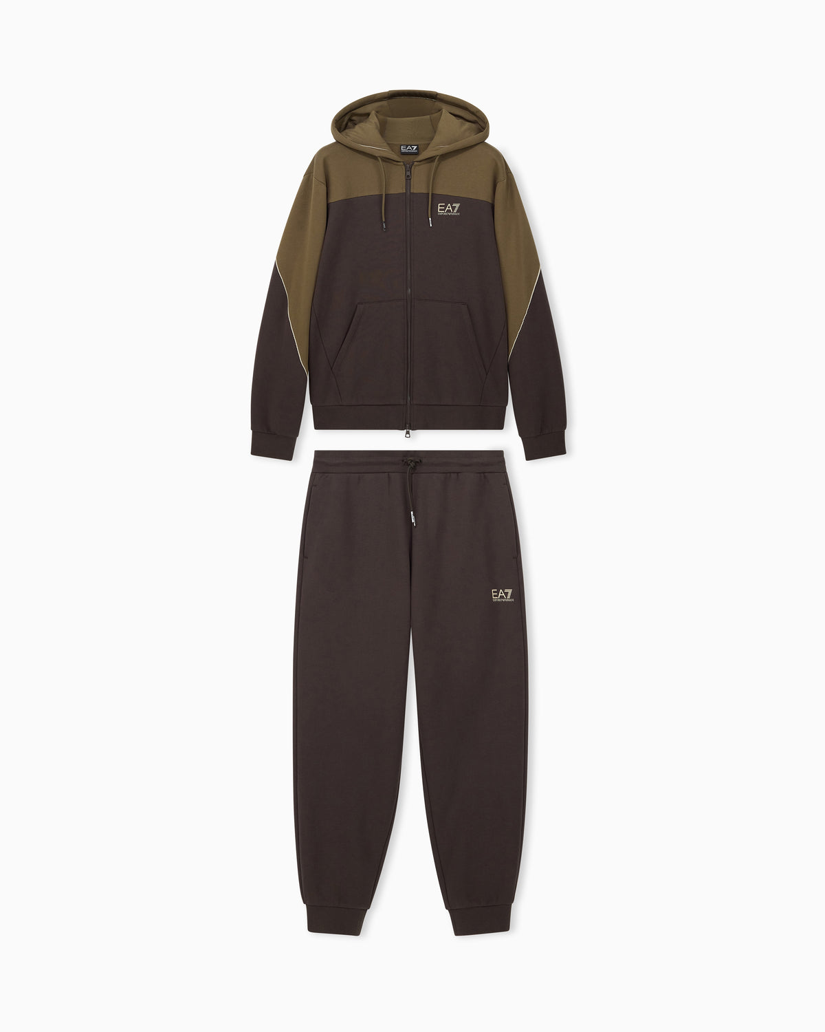 EA7 Tracksuit regular fit cotton jersey with hood and zip