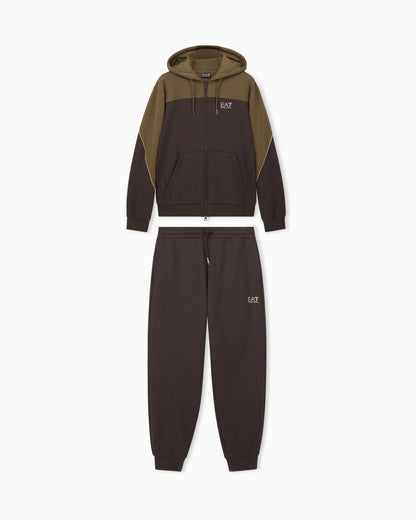 EA7 Tracksuit regular fit cotton jersey with hood and zip