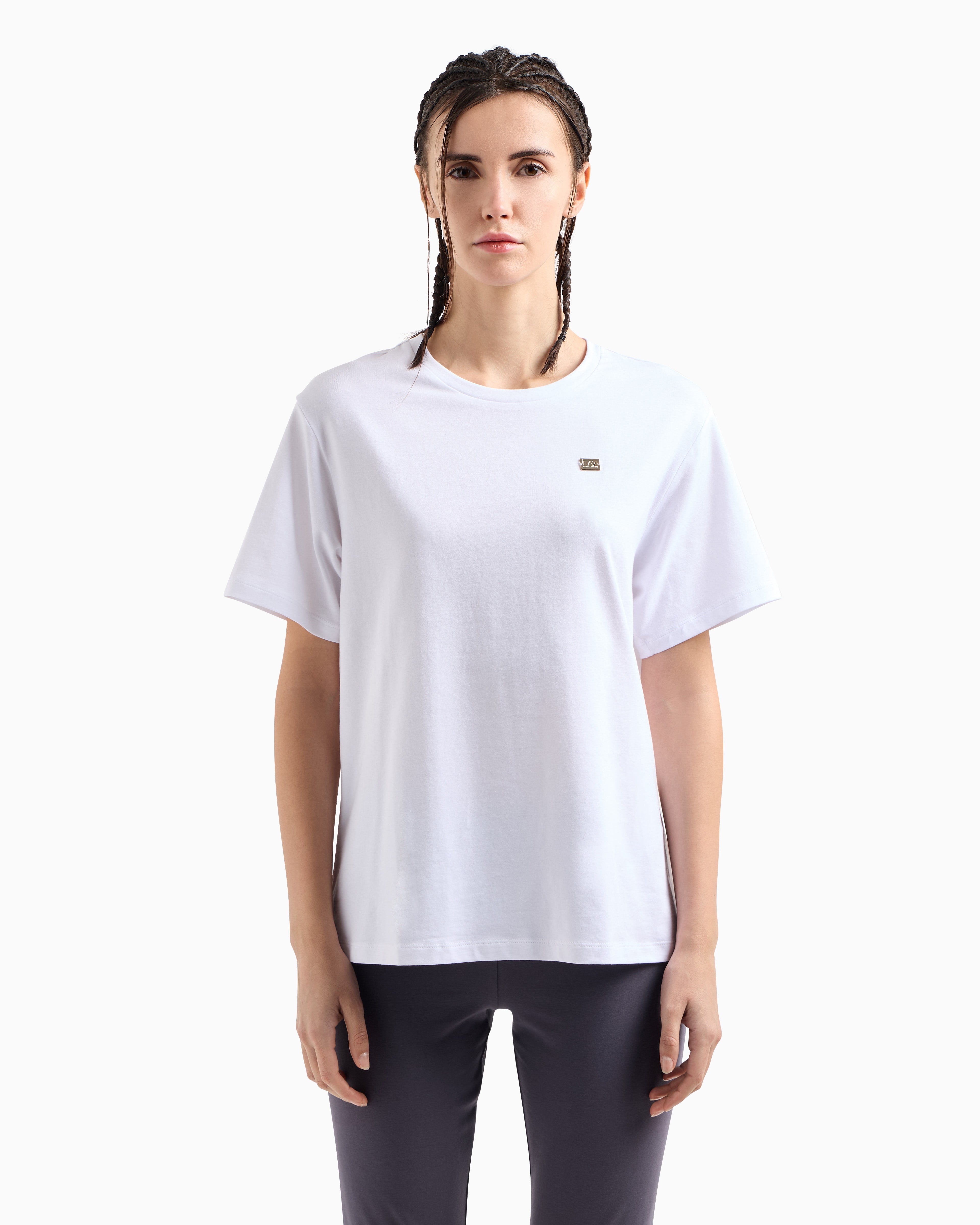 EA7 Core Lady stretch cotton jersey crew-neck T-shirt