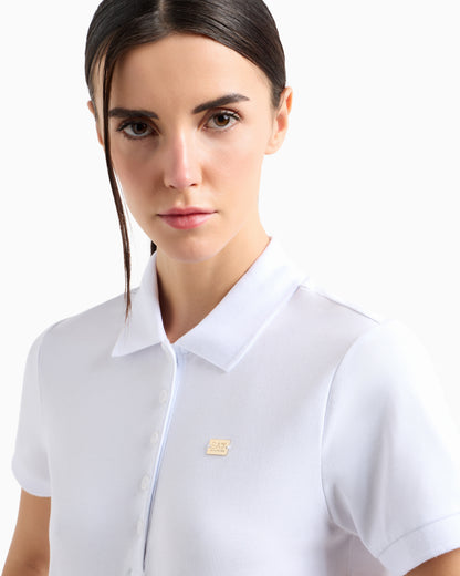 EA7 Core Lady stretch-cotton jersey polo shirt