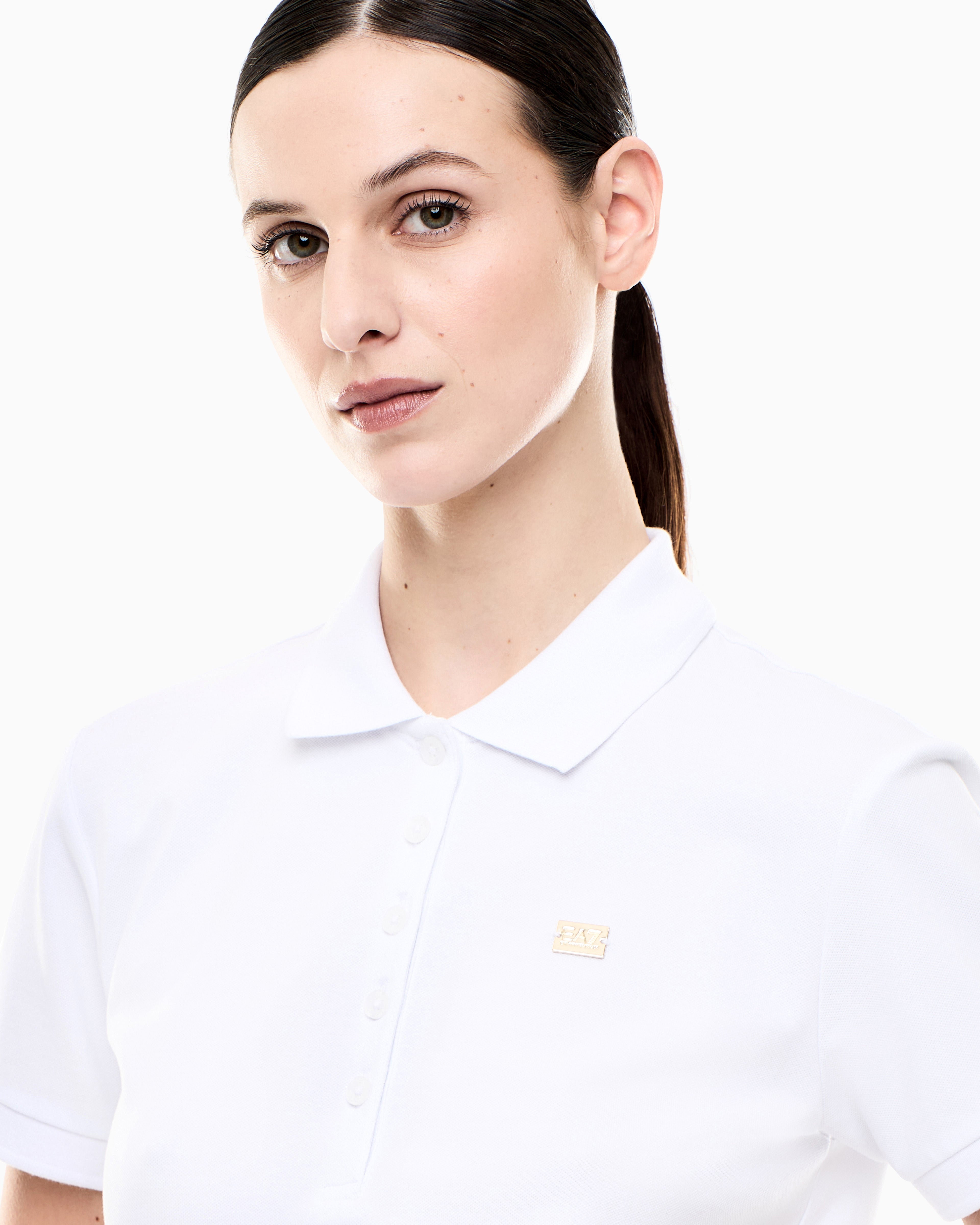 EA7 Jersey polo in stretch cotton with metal logo Core Lady