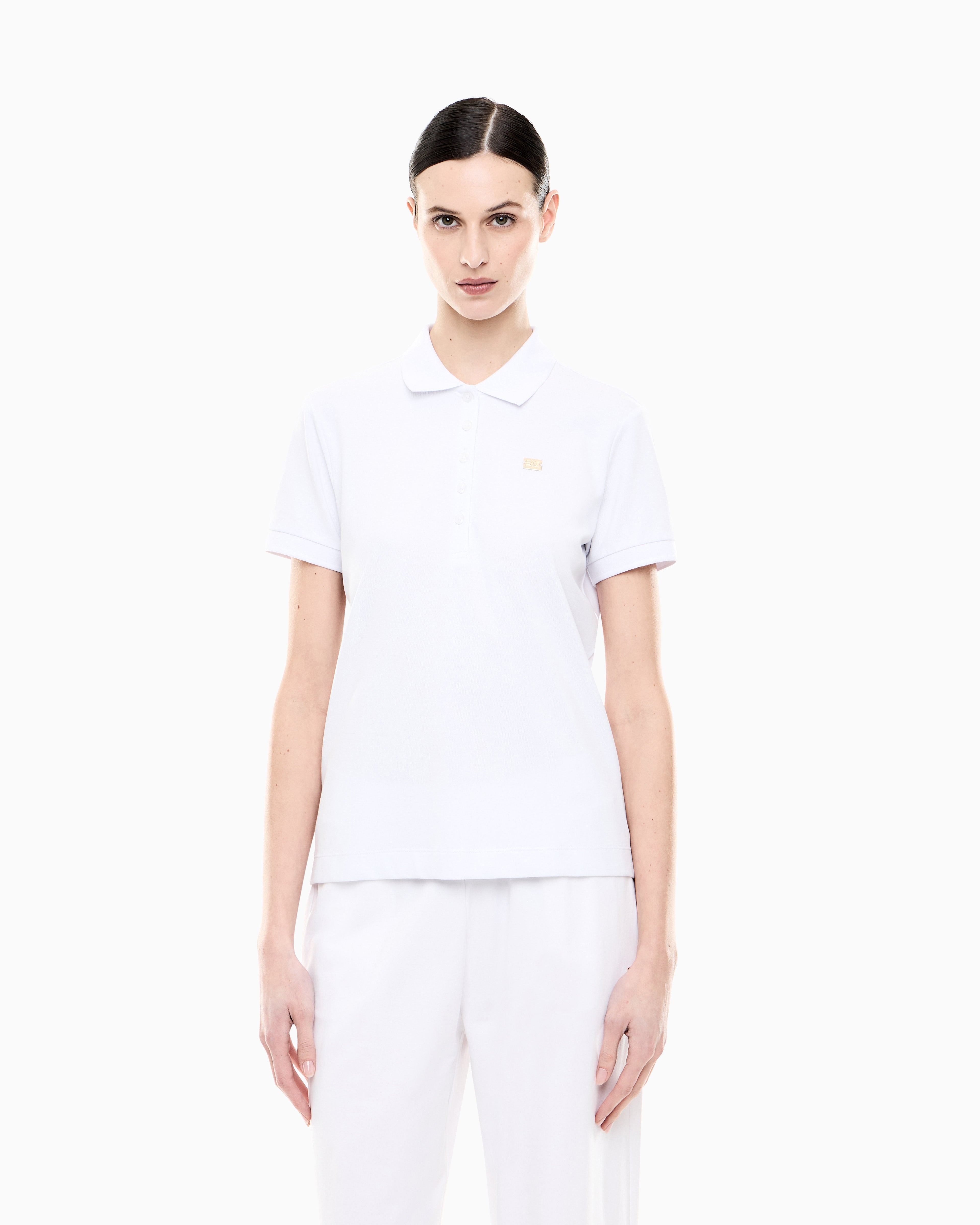 EA7 Jersey polo in stretch cotton with metal logo Core Lady