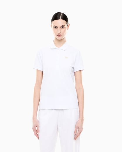 EA7 Jersey polo in stretch cotton with metal logo Core Lady