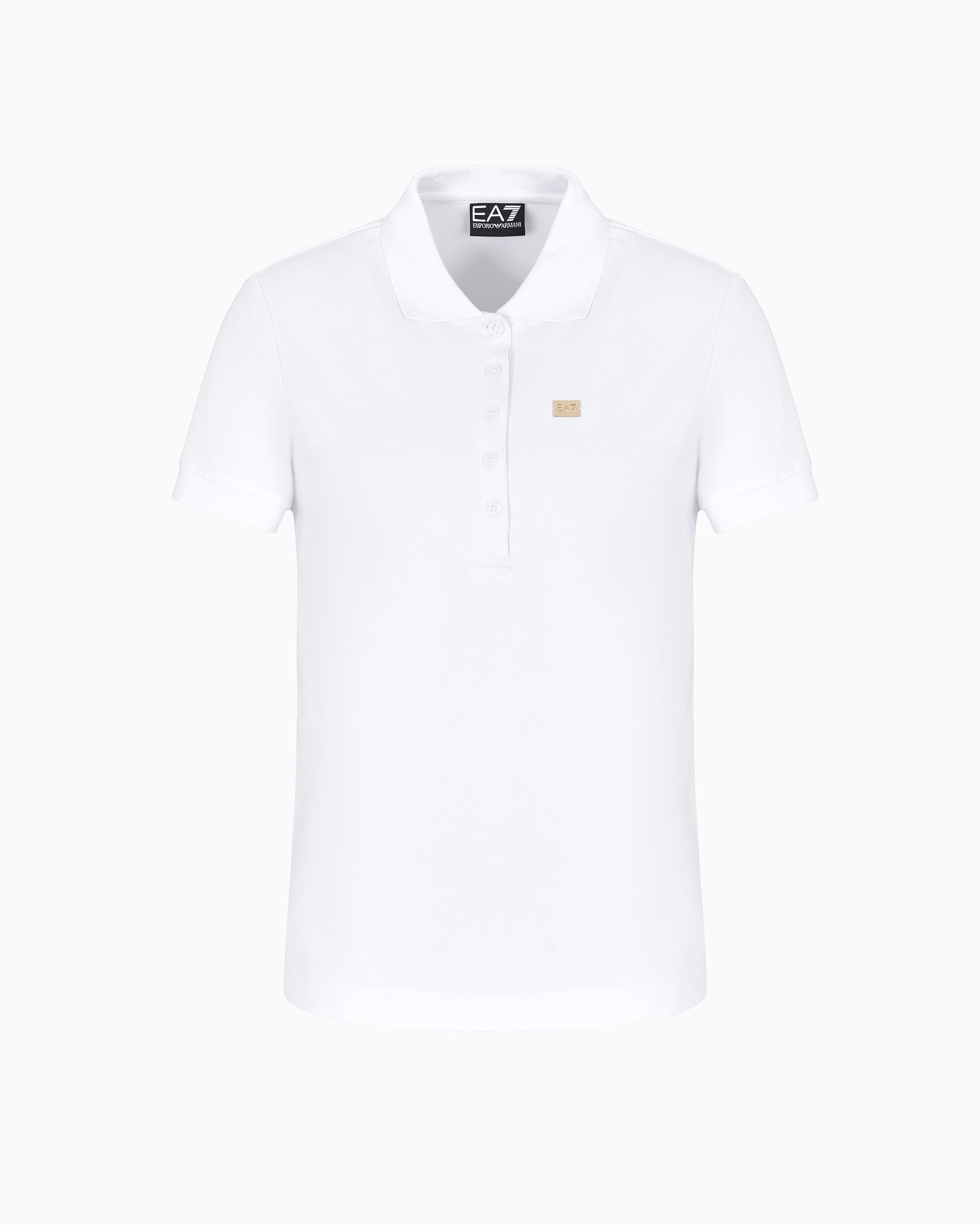 EA7 Core Lady stretch-cotton jersey polo shirt