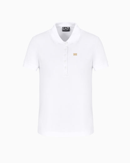 EA7 Core Lady stretch-cotton jersey polo shirt
