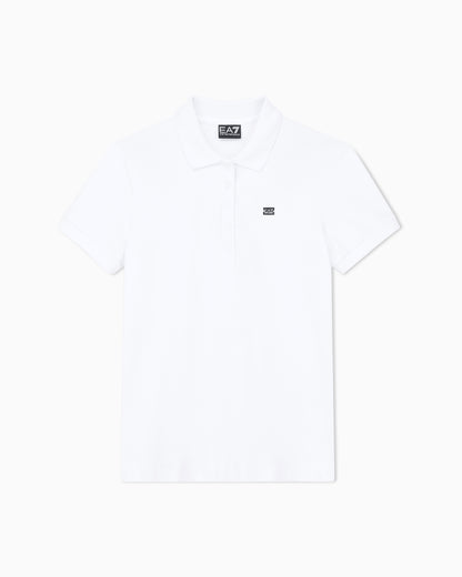EA7 Jersey polo in stretch cotton with metal logo Core Lady