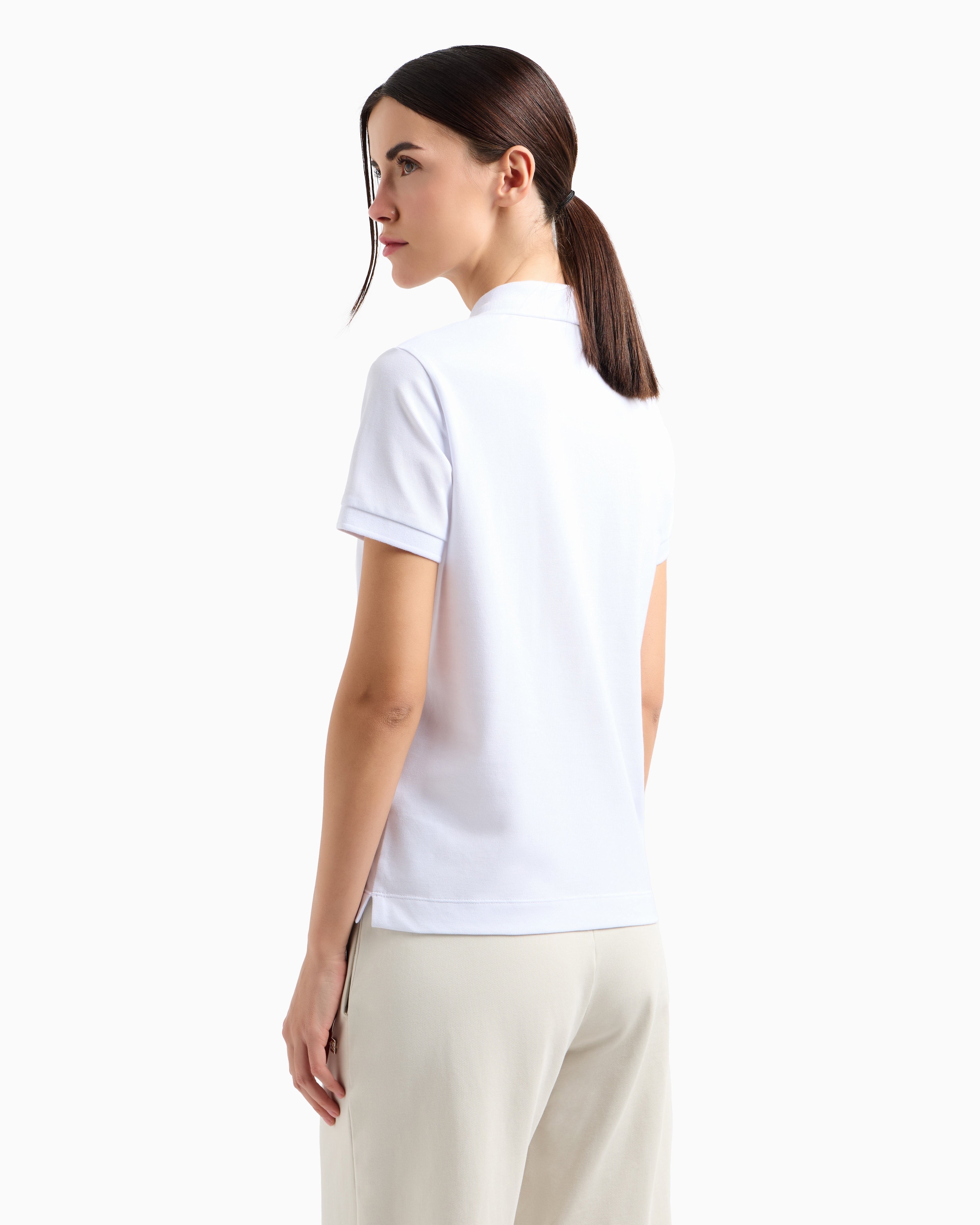 EA7 Core Lady stretch-cotton jersey polo shirt