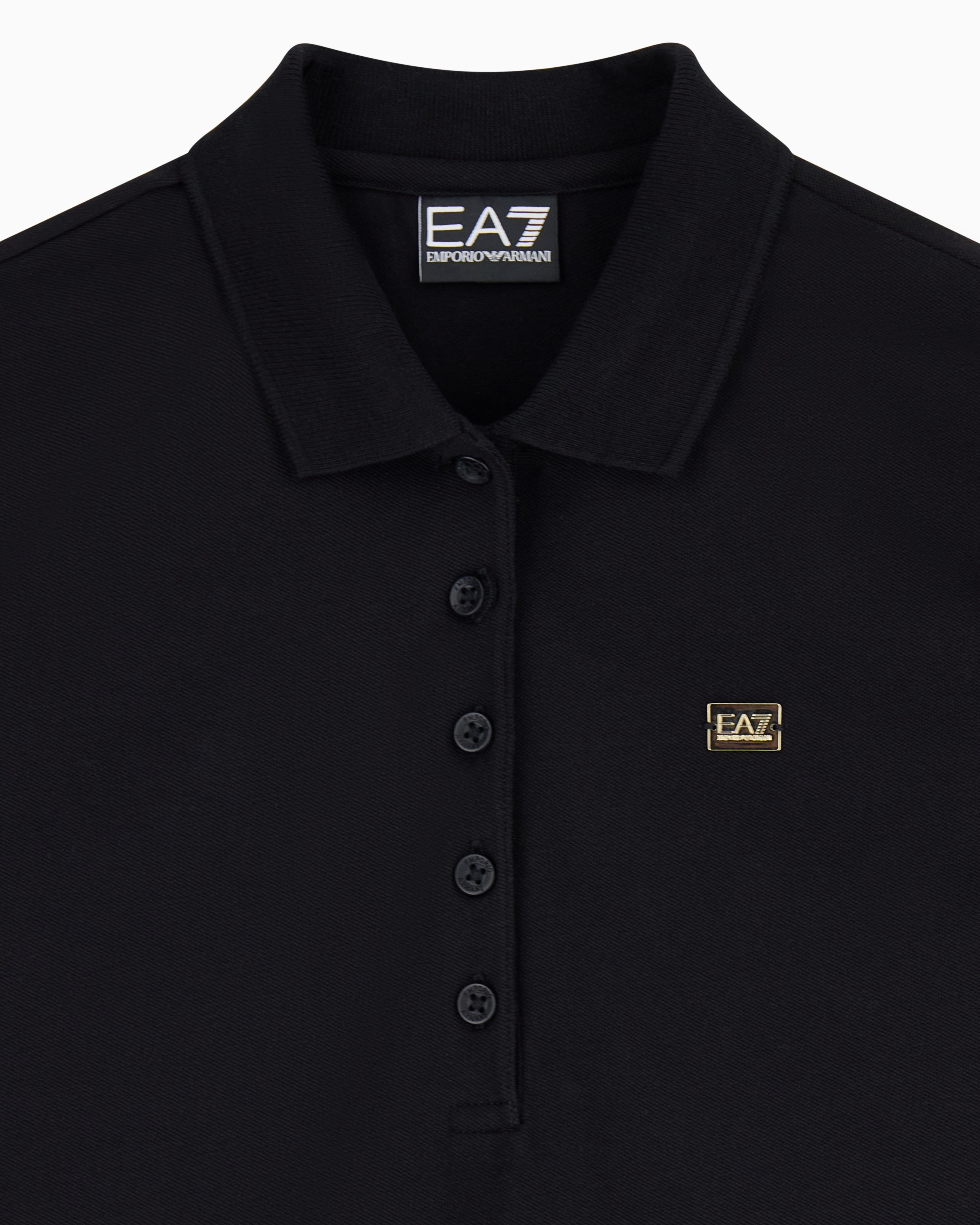 EA7 Jersey polo in stretch cotton with metal logo Core Lady