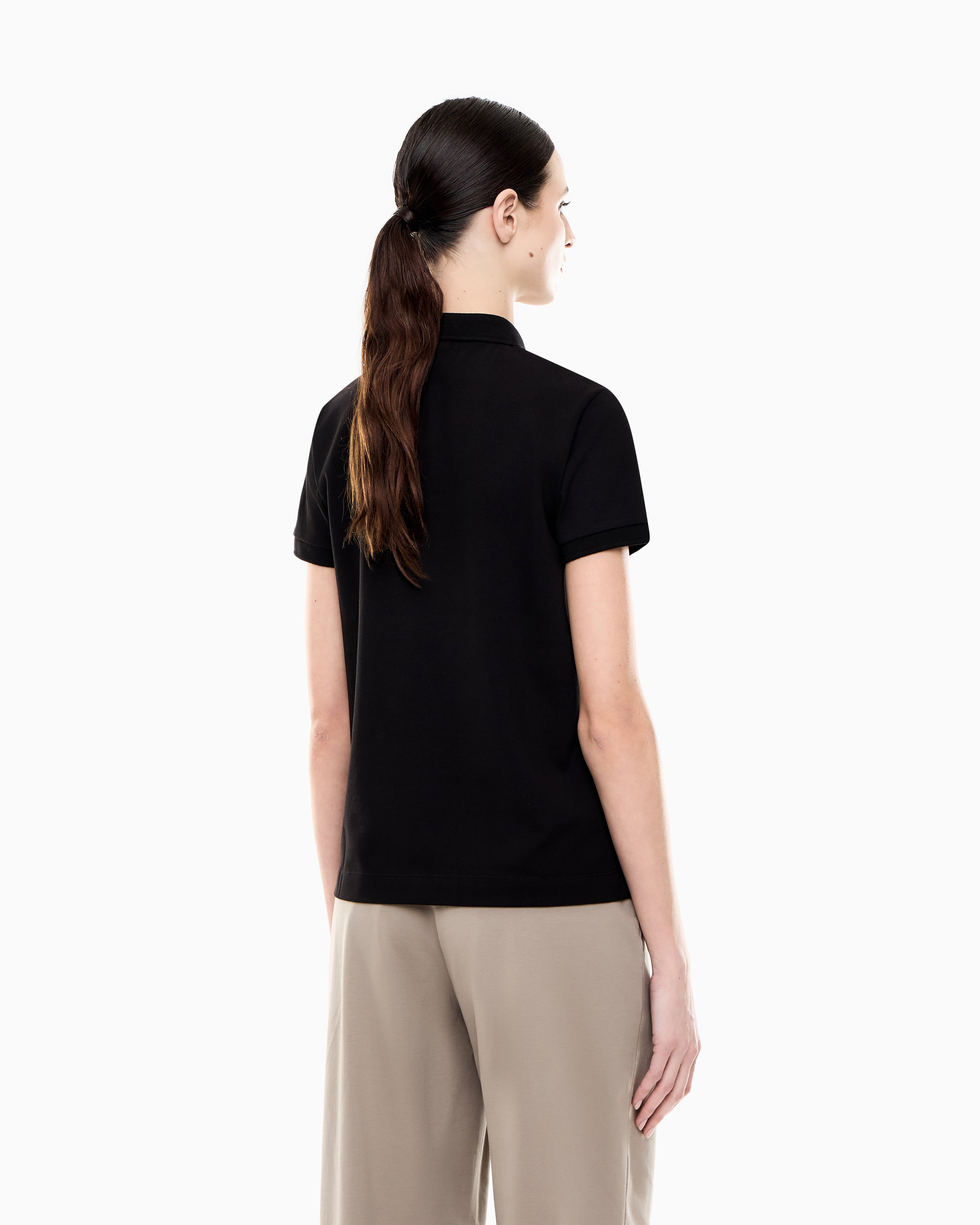EA7 Jersey polo in stretch cotton with metal logo Core Lady