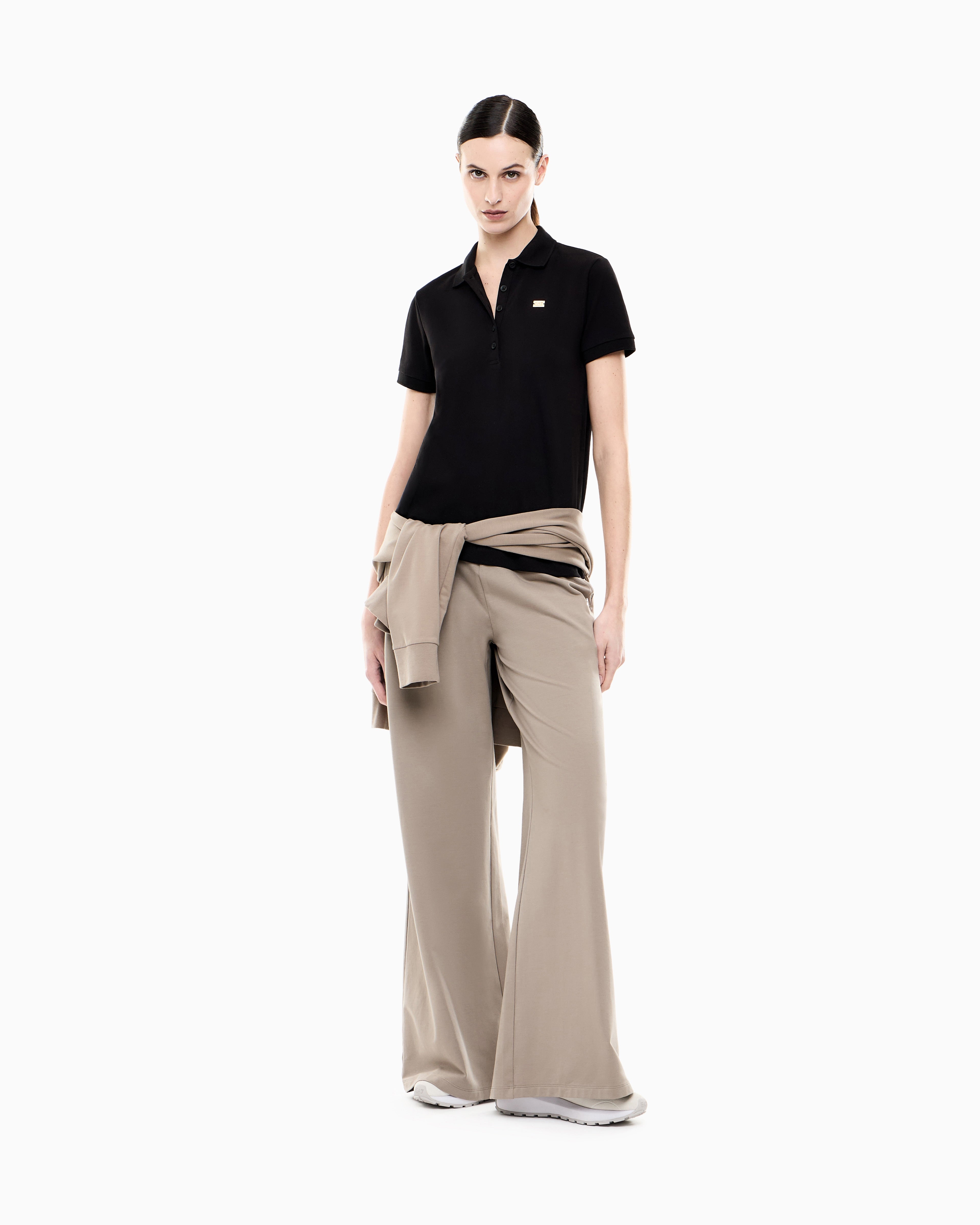 EA7 Jersey polo in stretch cotton with metal logo Core Lady