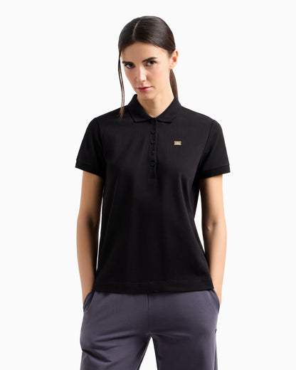 EA7 Core Lady stretch-cotton jersey polo shirt