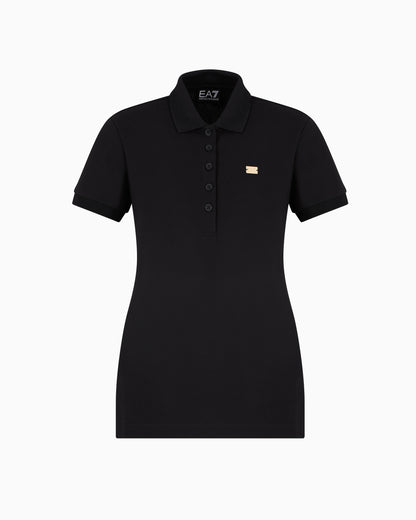EA7 Core Lady stretch-cotton jersey polo shirt