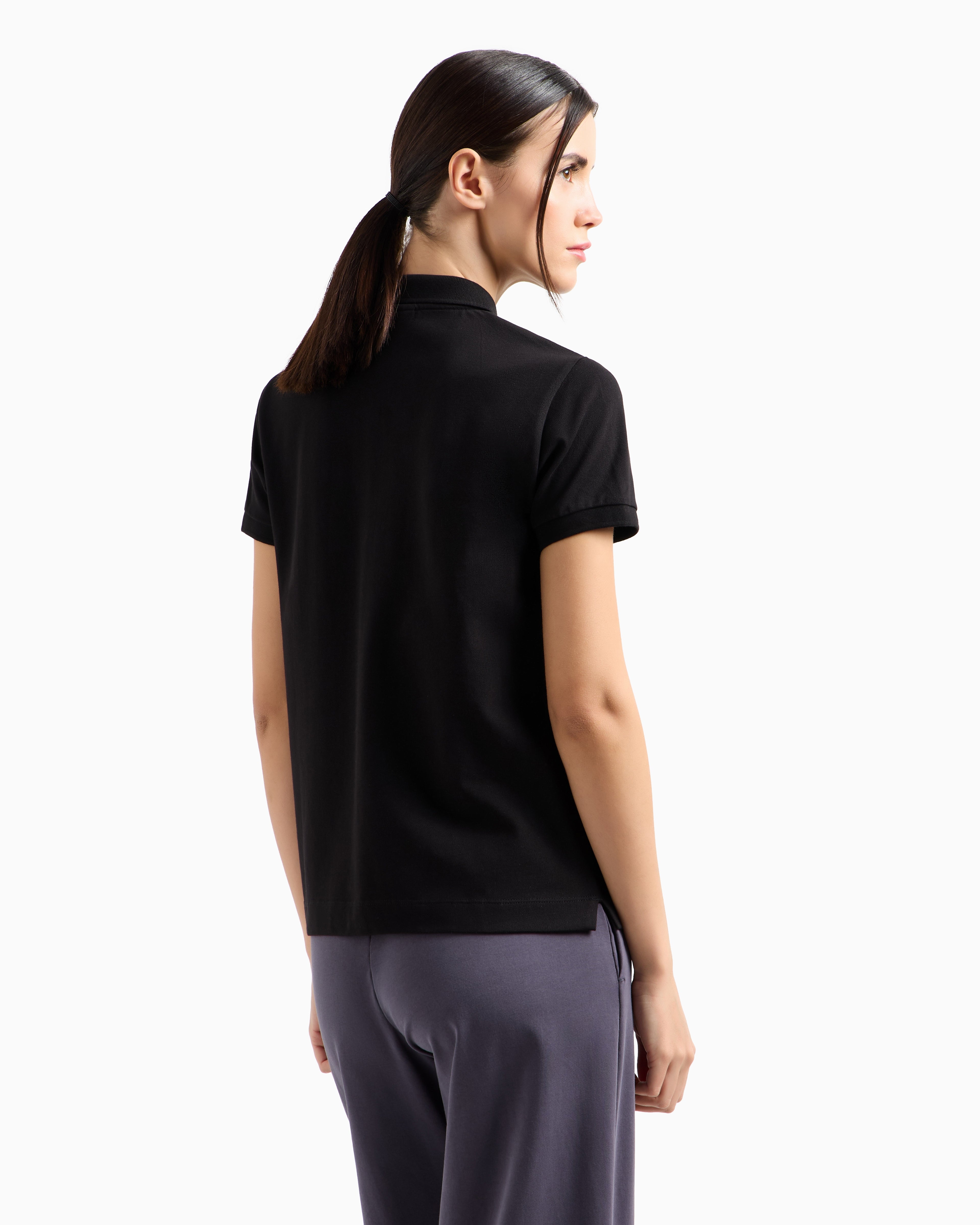 EA7 Core Lady stretch-cotton jersey polo shirt