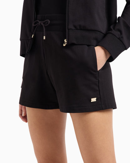 EA7 Core Lady stretch cotton-jersey fleece shorts