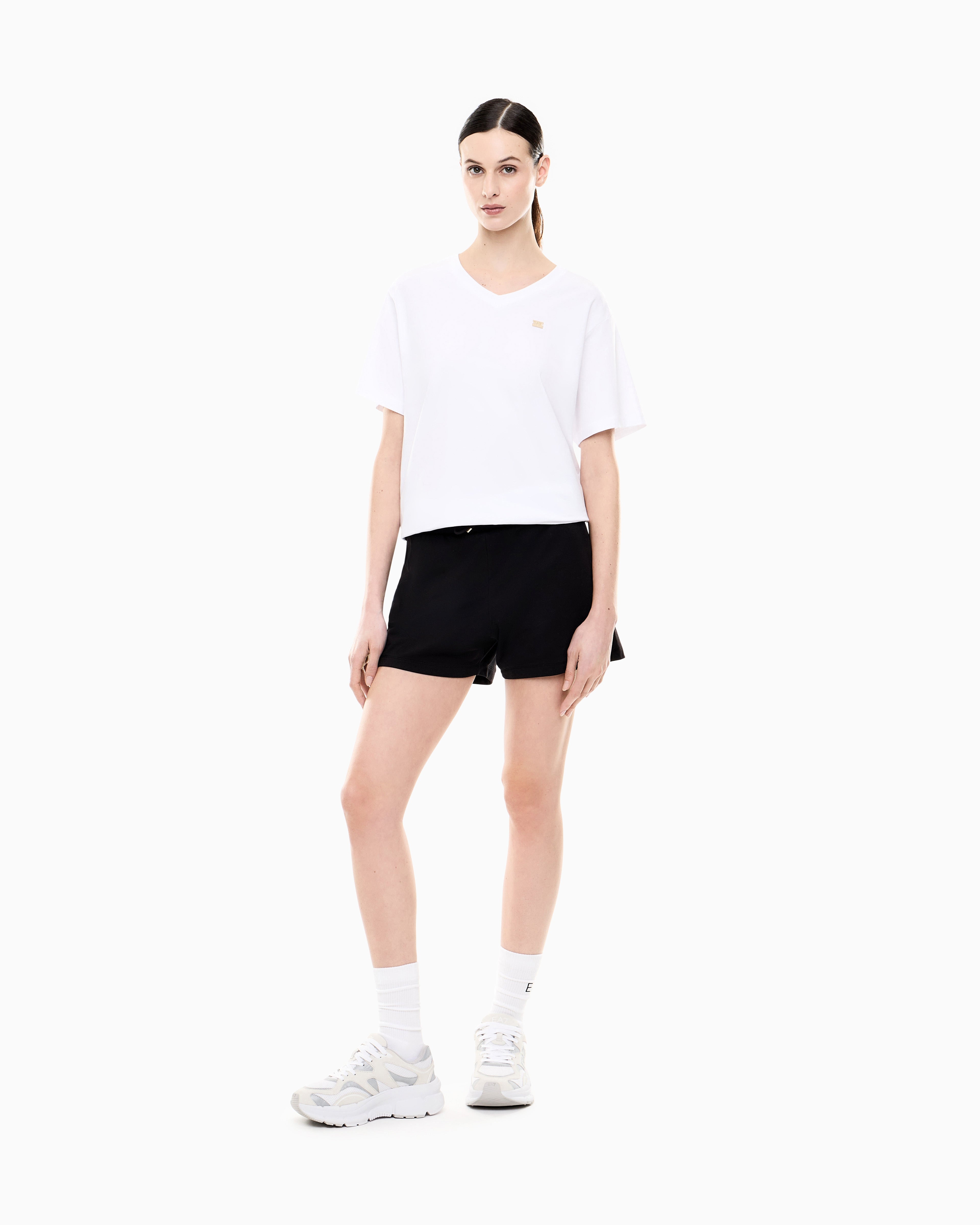 EA7 Cotton fleece jersey shorts with drawstring Core Lady
