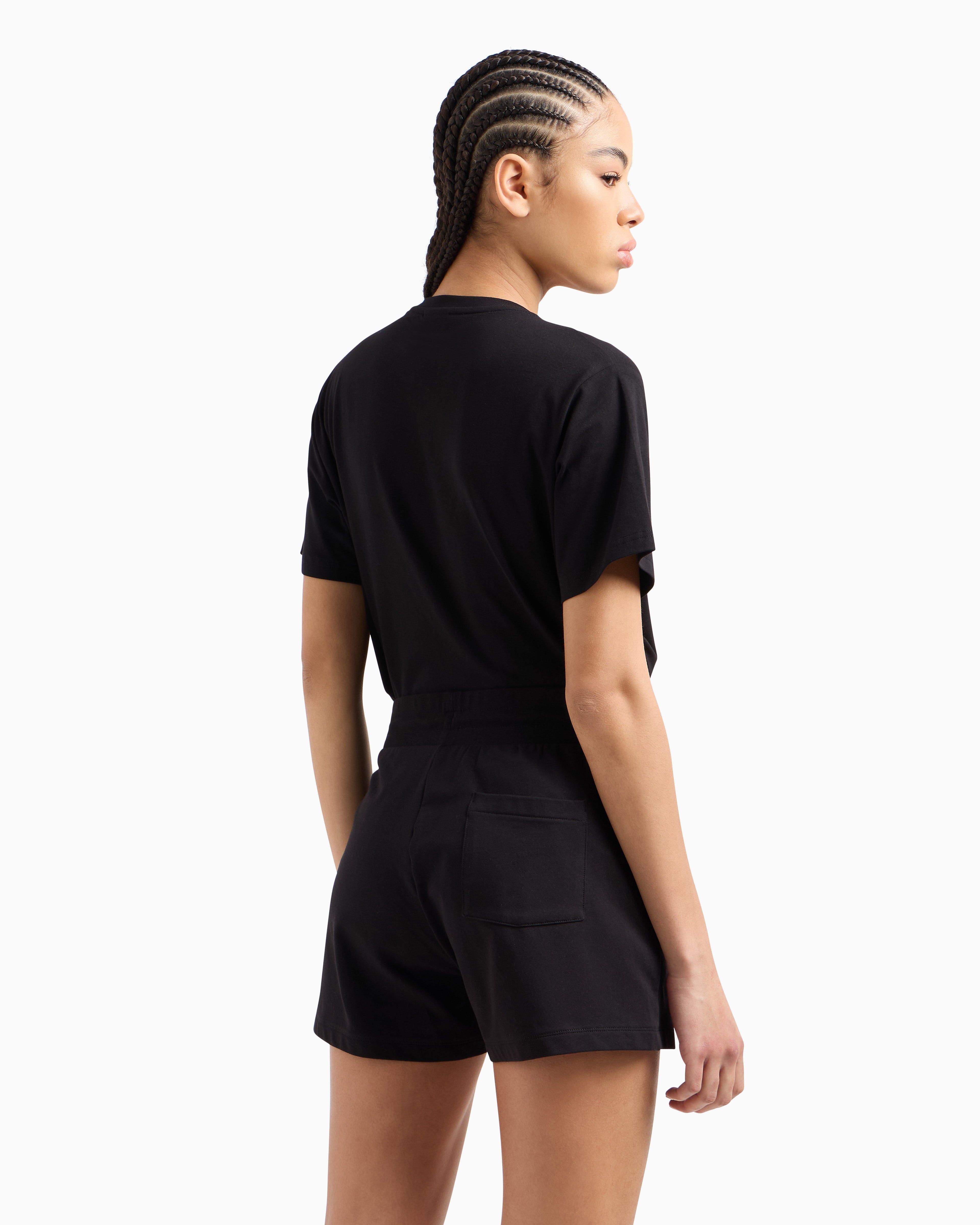 EA7 Core Lady stretch cotton-jersey fleece shorts