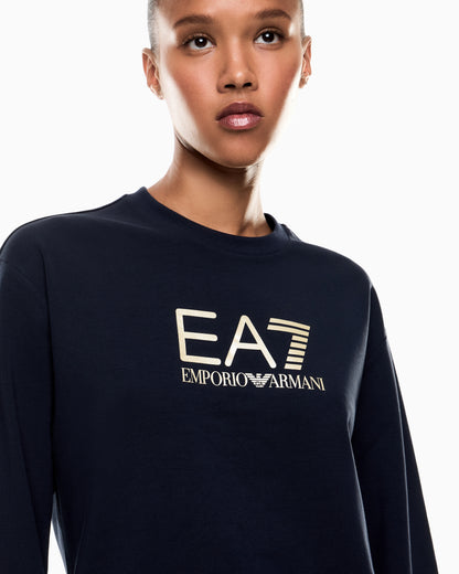EA7 Stretch cotton crewneck logo Tracksuit