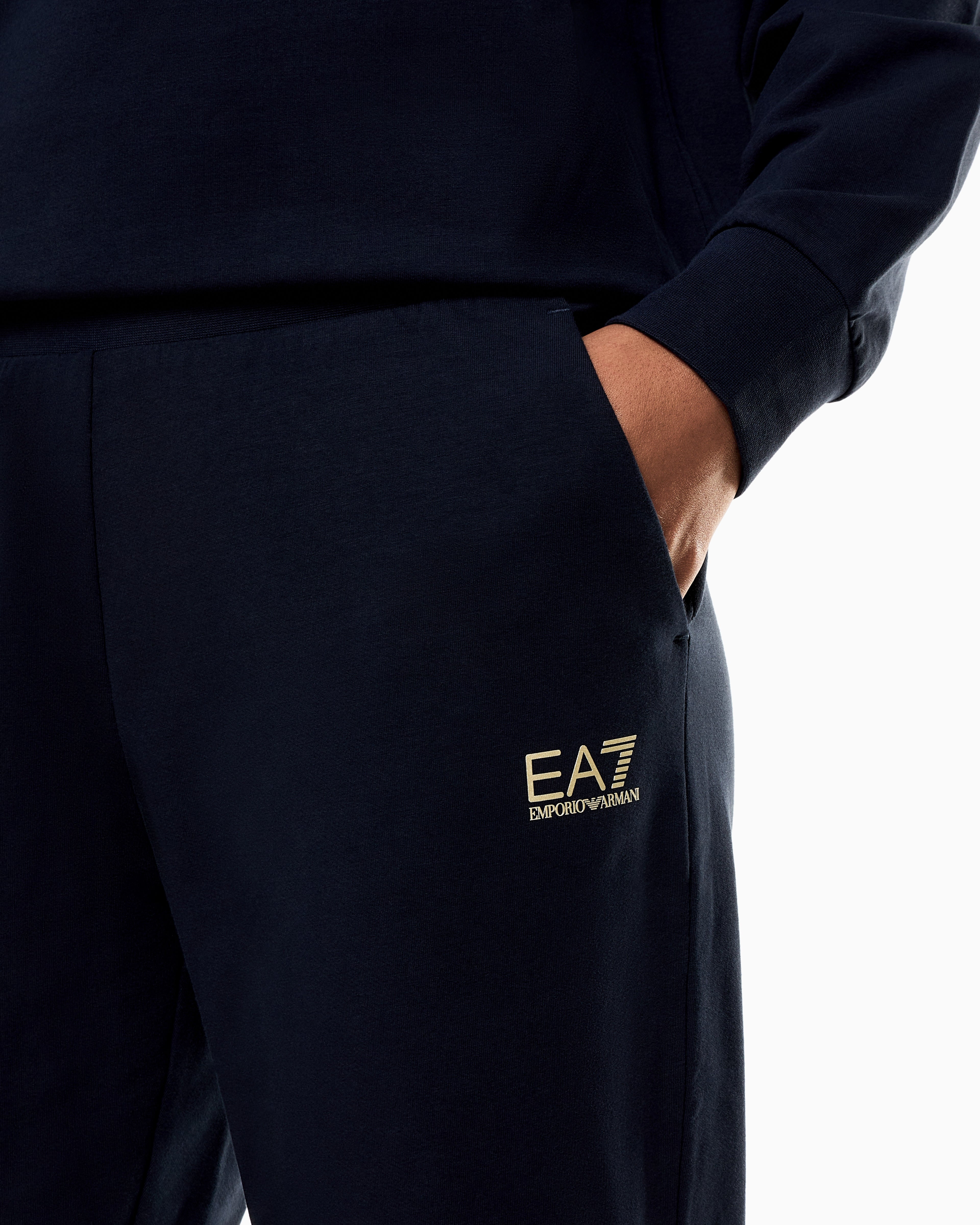 EA7 Stretch-cotton tracksuit with logo