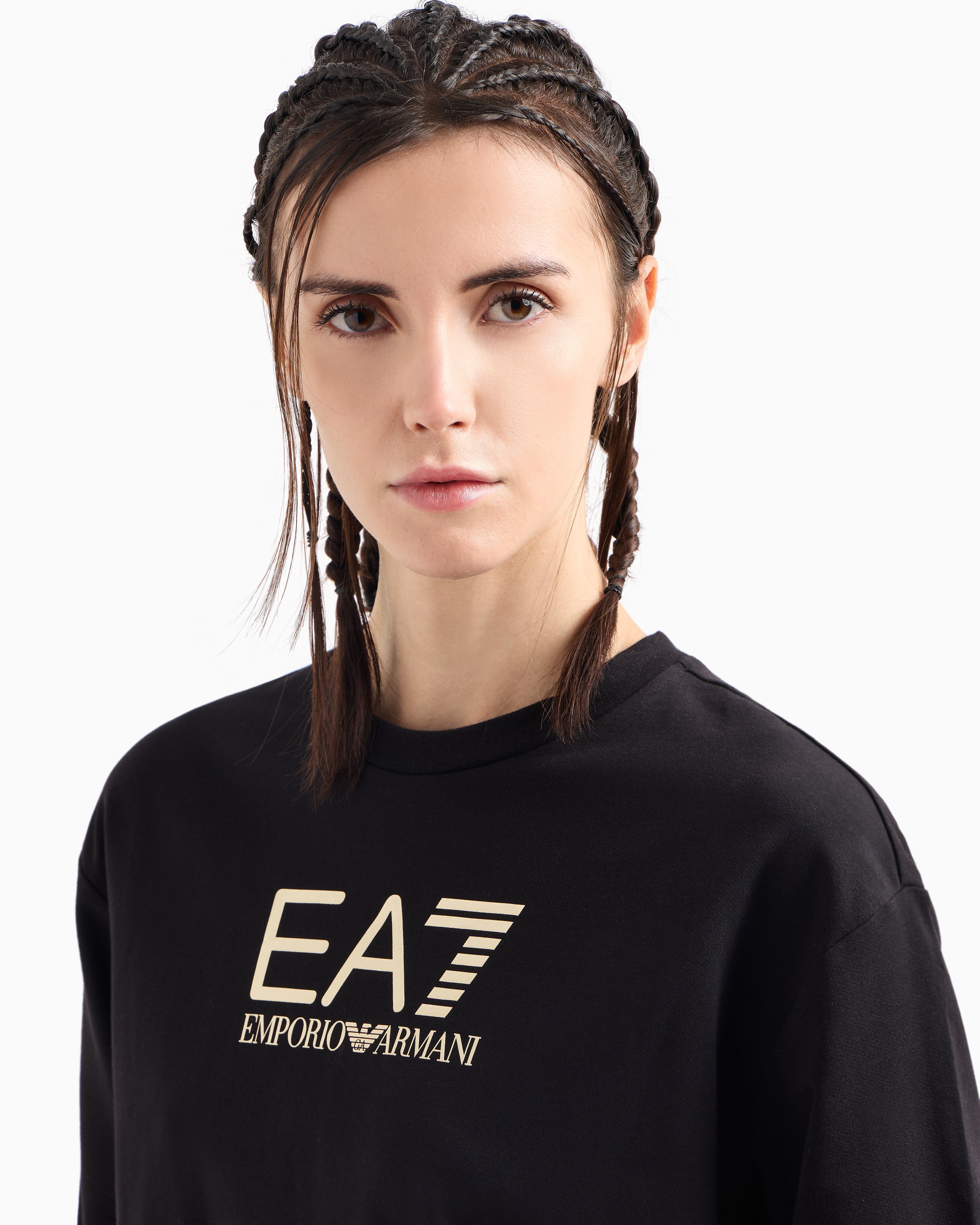 EA7 Stretch cotton crewneck logo Tracksuit