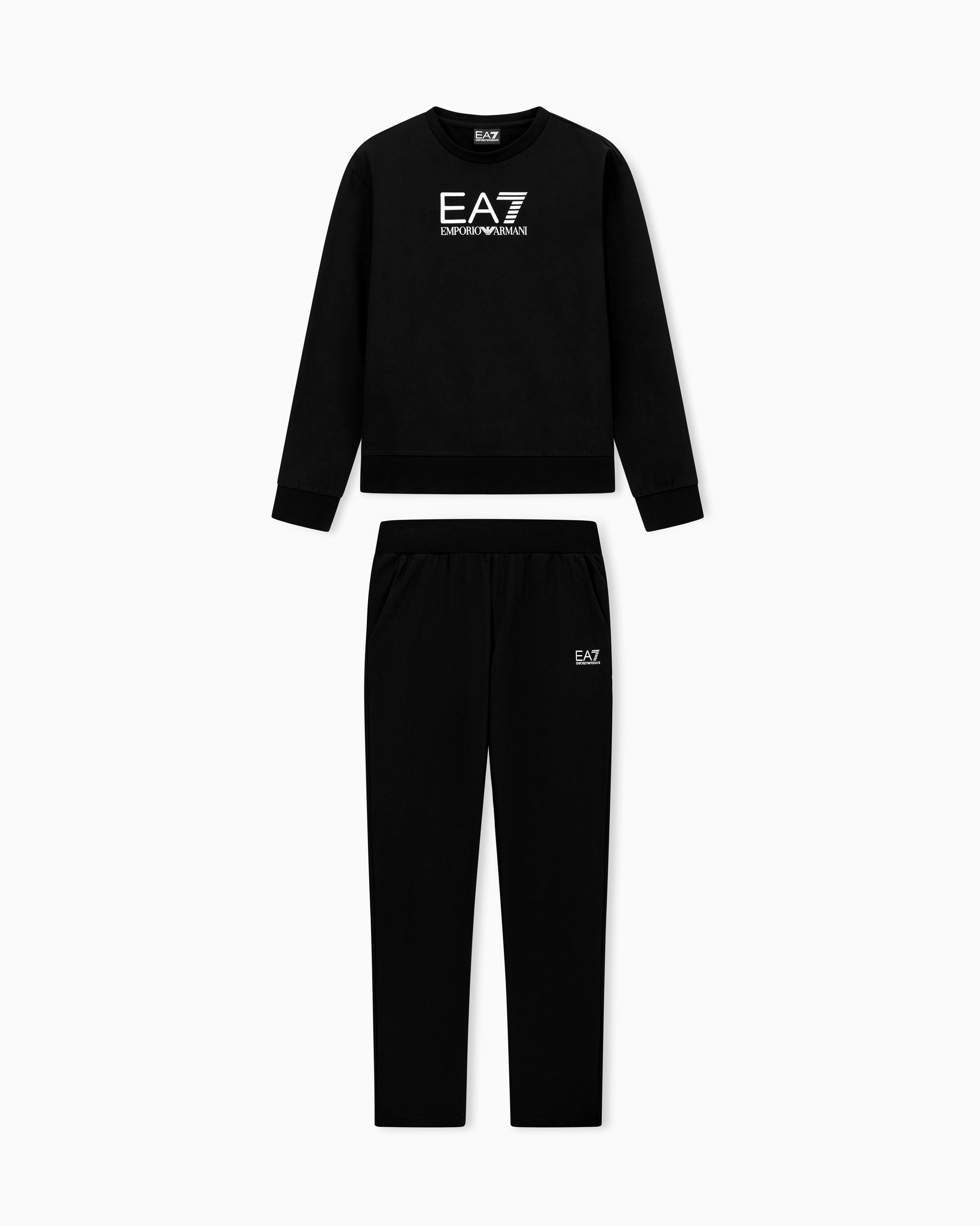 EA7 Stretch-cotton tracksuit with logo