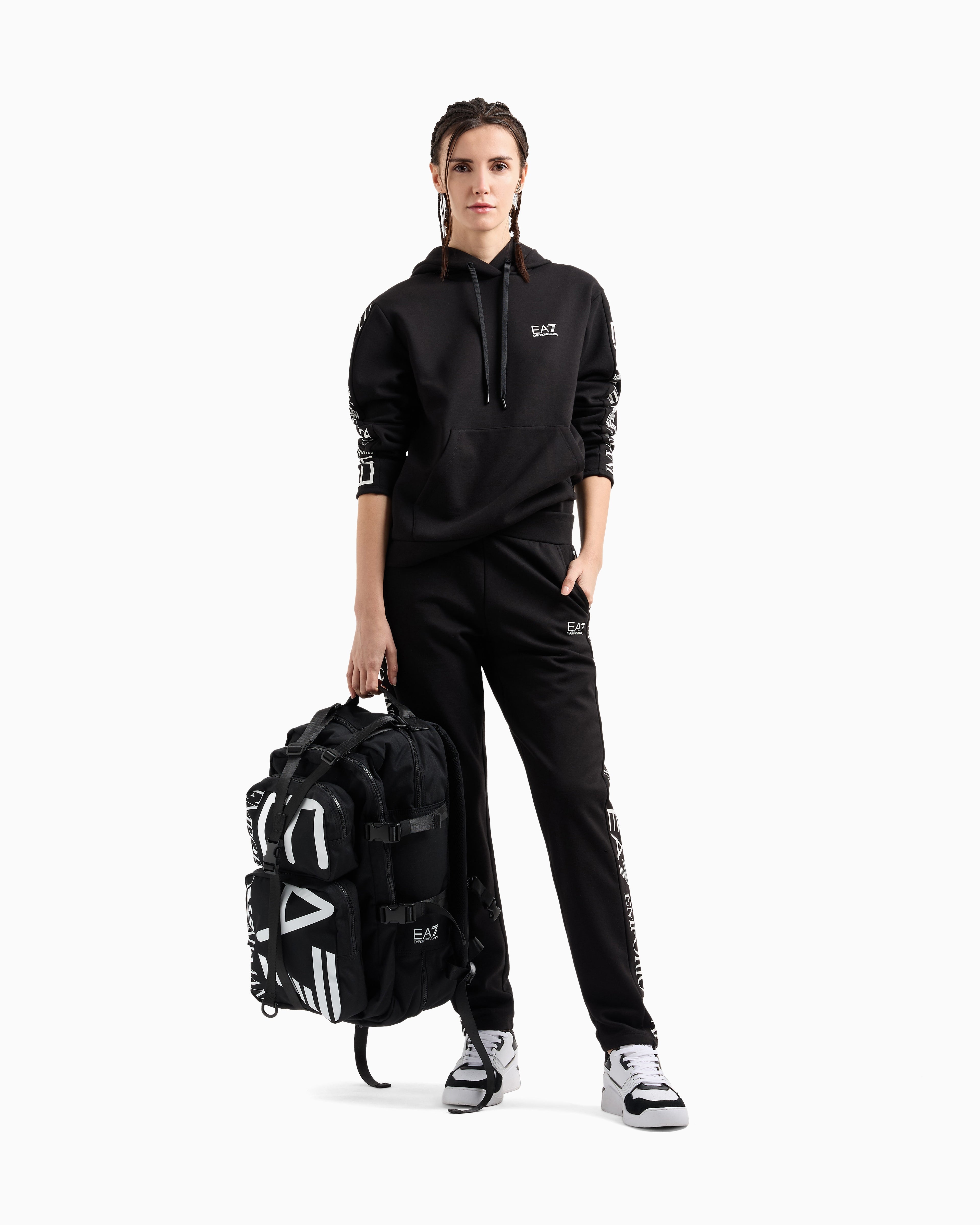 EA7 Stretch cotton-jersey tracksuit with logo