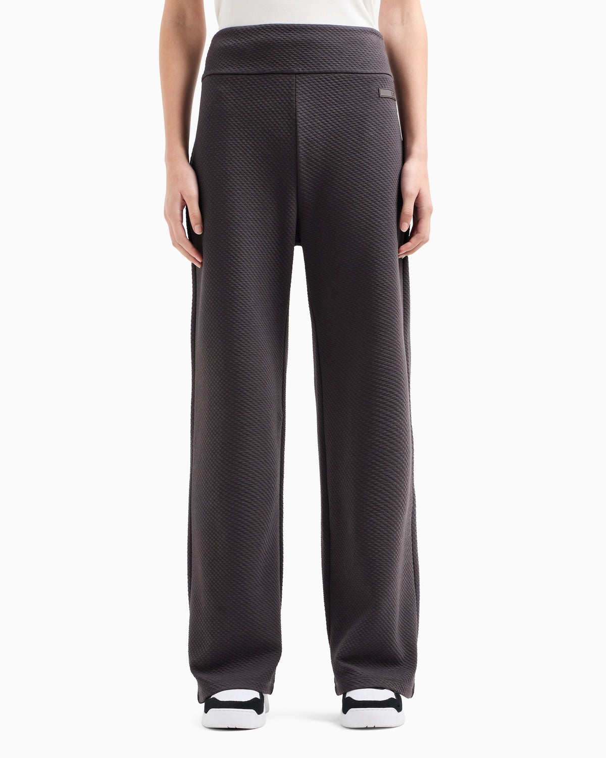 EA7 Stretch-cotton blend wide-leg trousers