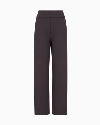 EA7 Stretch-cotton blend wide-leg trousers