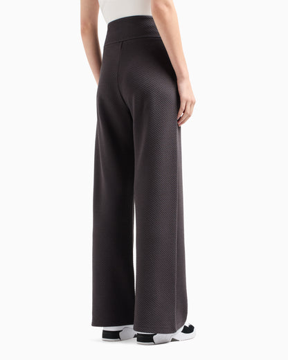 EA7 Stretch-cotton blend wide-leg trousers