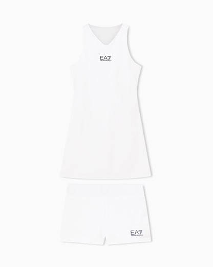 EA7 Ventus dress with mesh back and matching shorts Tennis Pro