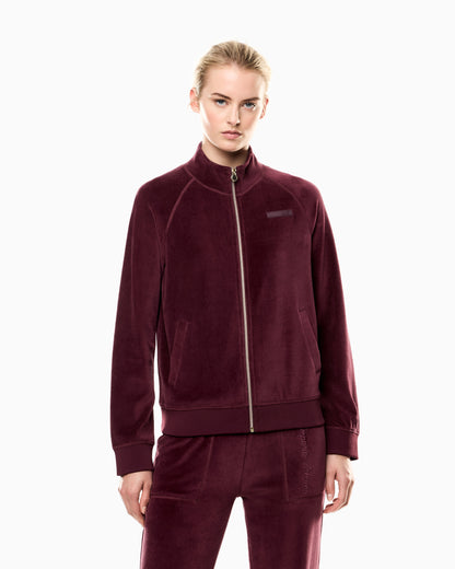 EA7 Athletic Velour zip-up sweatshirt in stretch chenille