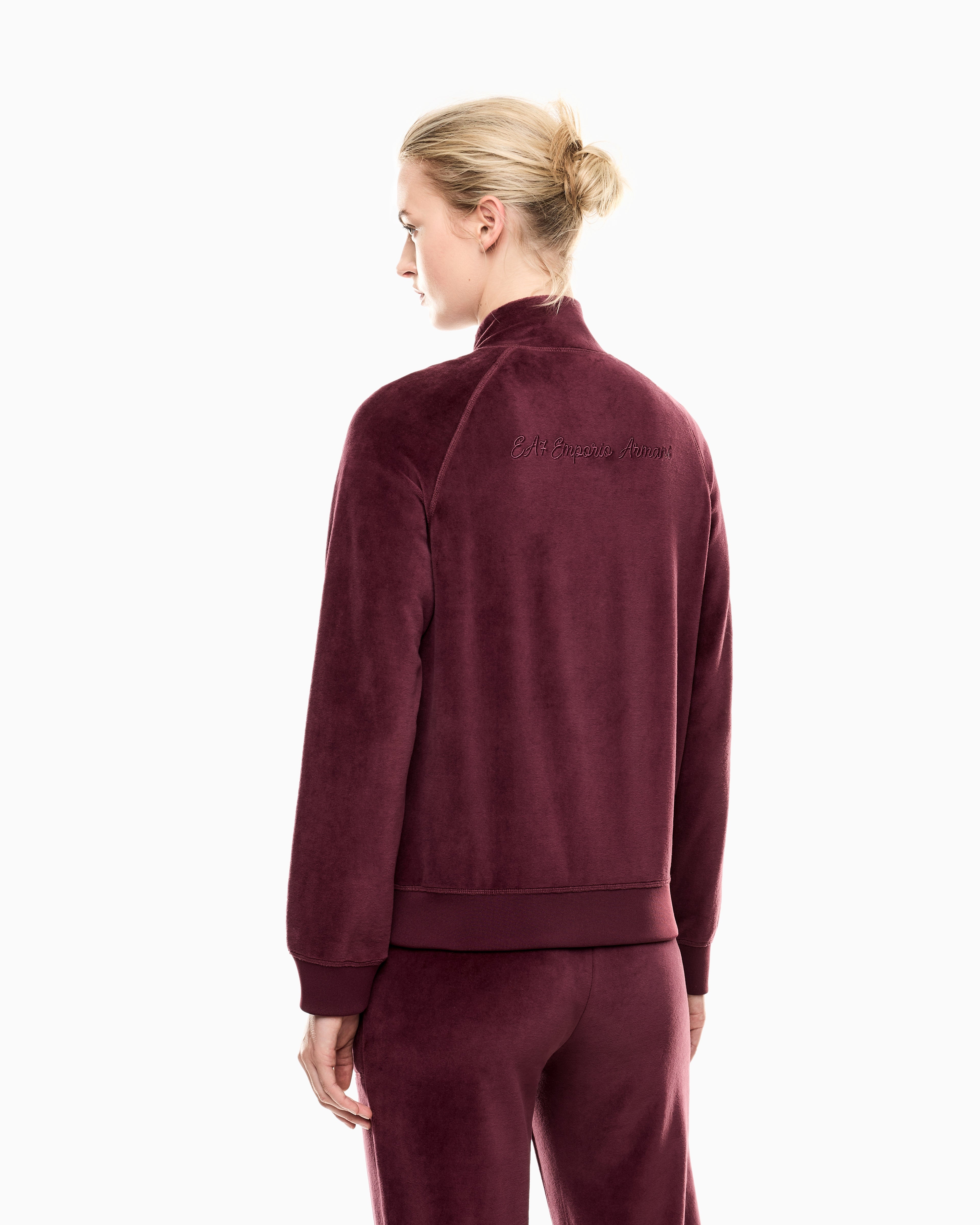 EA7 Athletic Velour zip-up sweatshirt in stretch chenille