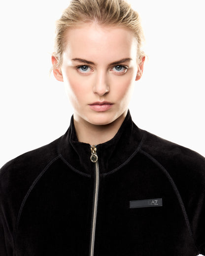 EA7 Athletic Velour zip-up sweatshirt in stretch chenille