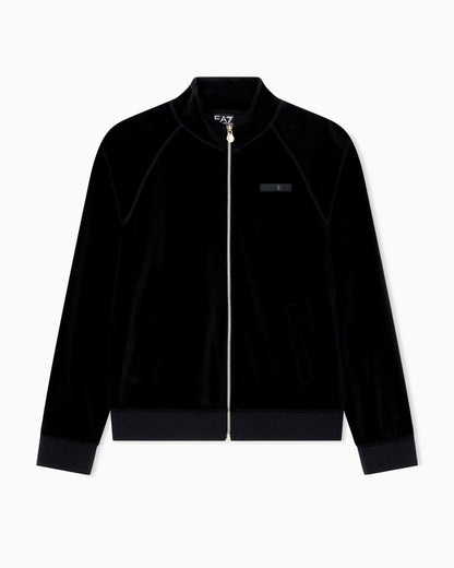 EA7 Athletic Velour zip-up sweatshirt in stretch chenille