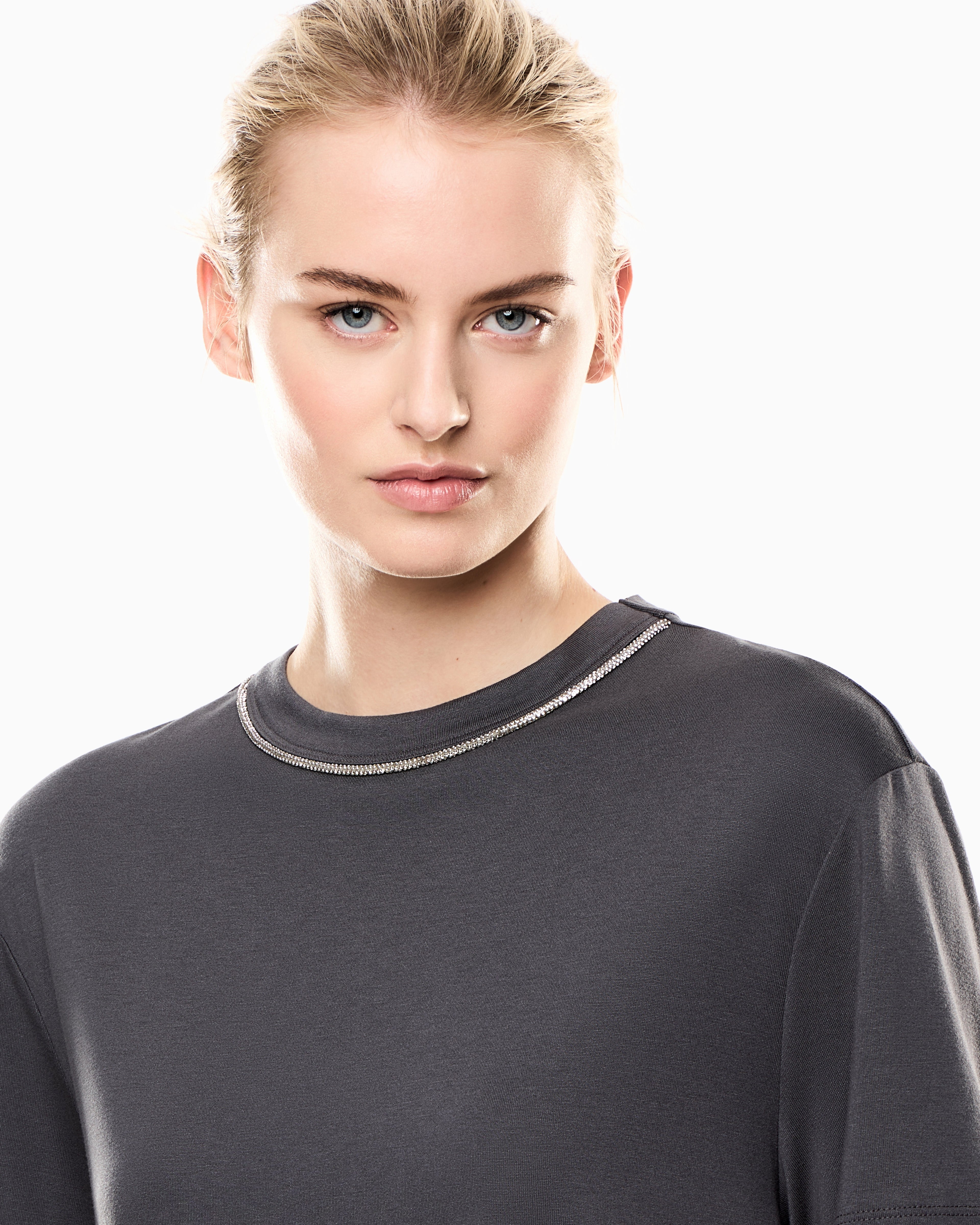 EA7 Precious viscose-blend crew-neck T-Shirt