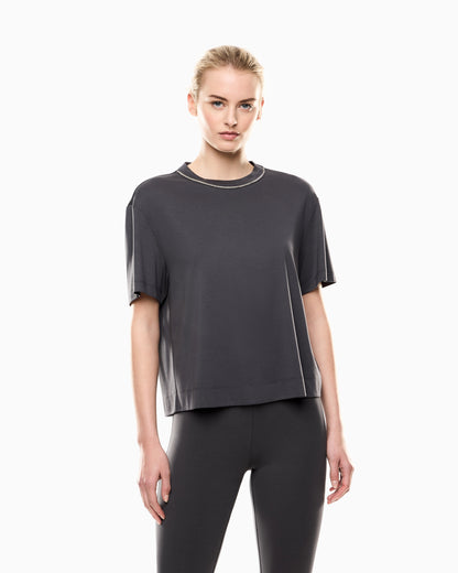 EA7 Precious viscose-blend crew-neck T-Shirt