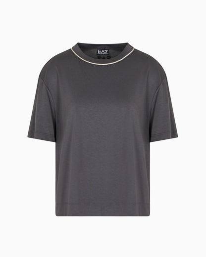 EA7 Precious viscose-blend crew-neck T-Shirt