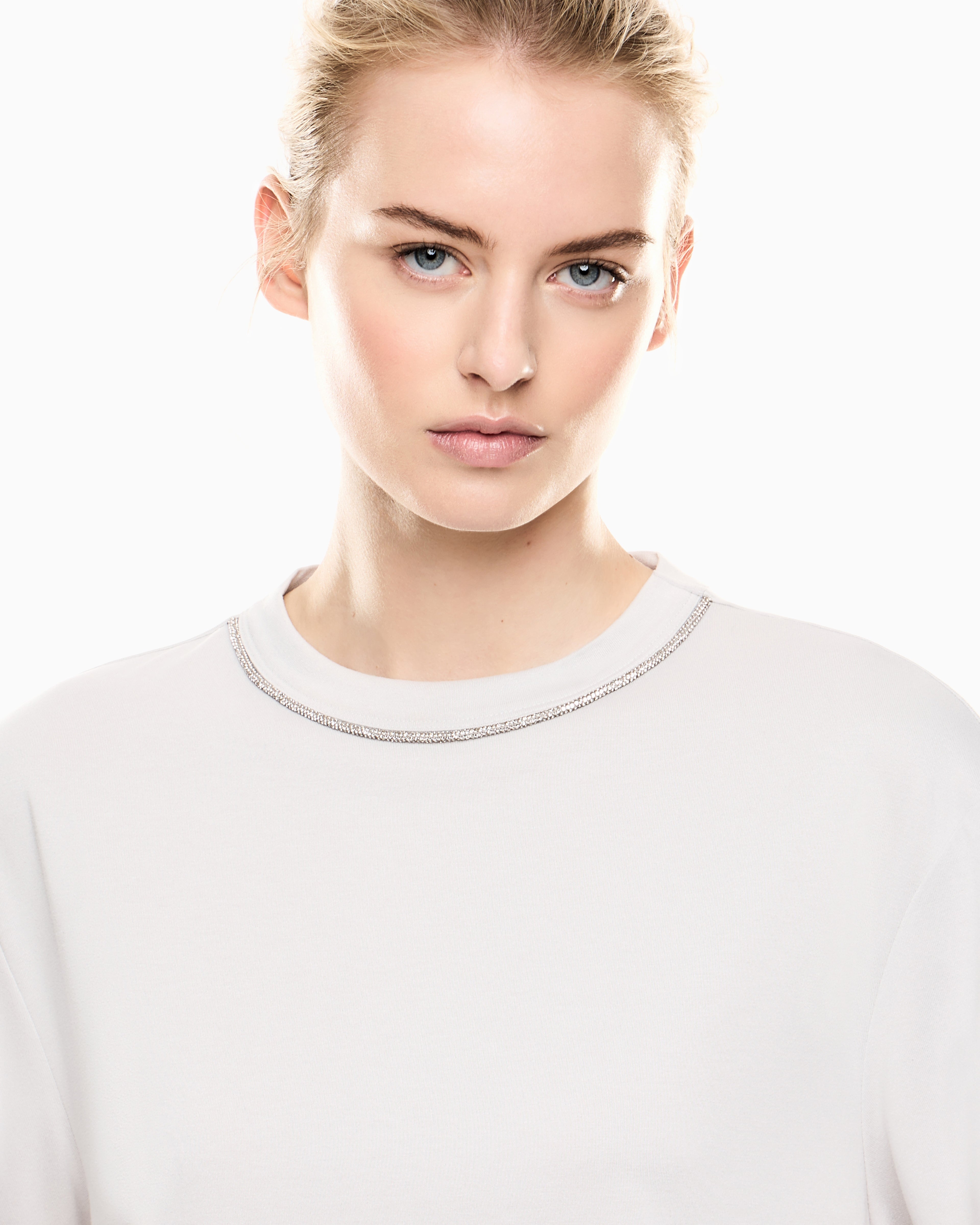 EA7 Precious viscose-blend crew-neck T-Shirt