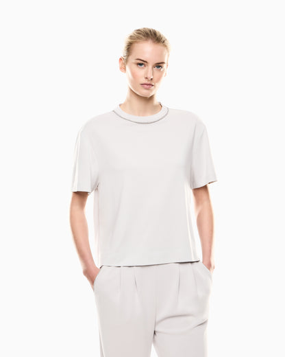 EA7 Precious viscose-blend crew-neck T-Shirt