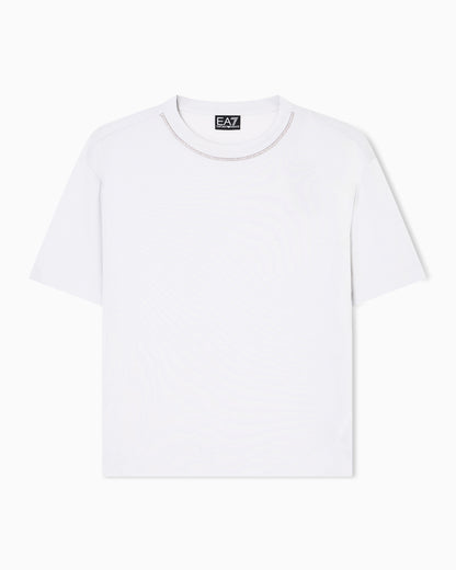EA7 Precious viscose-blend crew-neck T-Shirt
