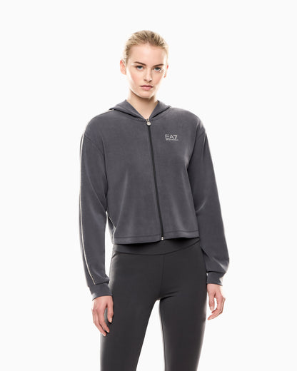 EA7 Precious stretch-modal interlock zip-up sweatshirt