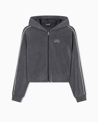 EA7 Precious stretch-modal interlock zip-up sweatshirt