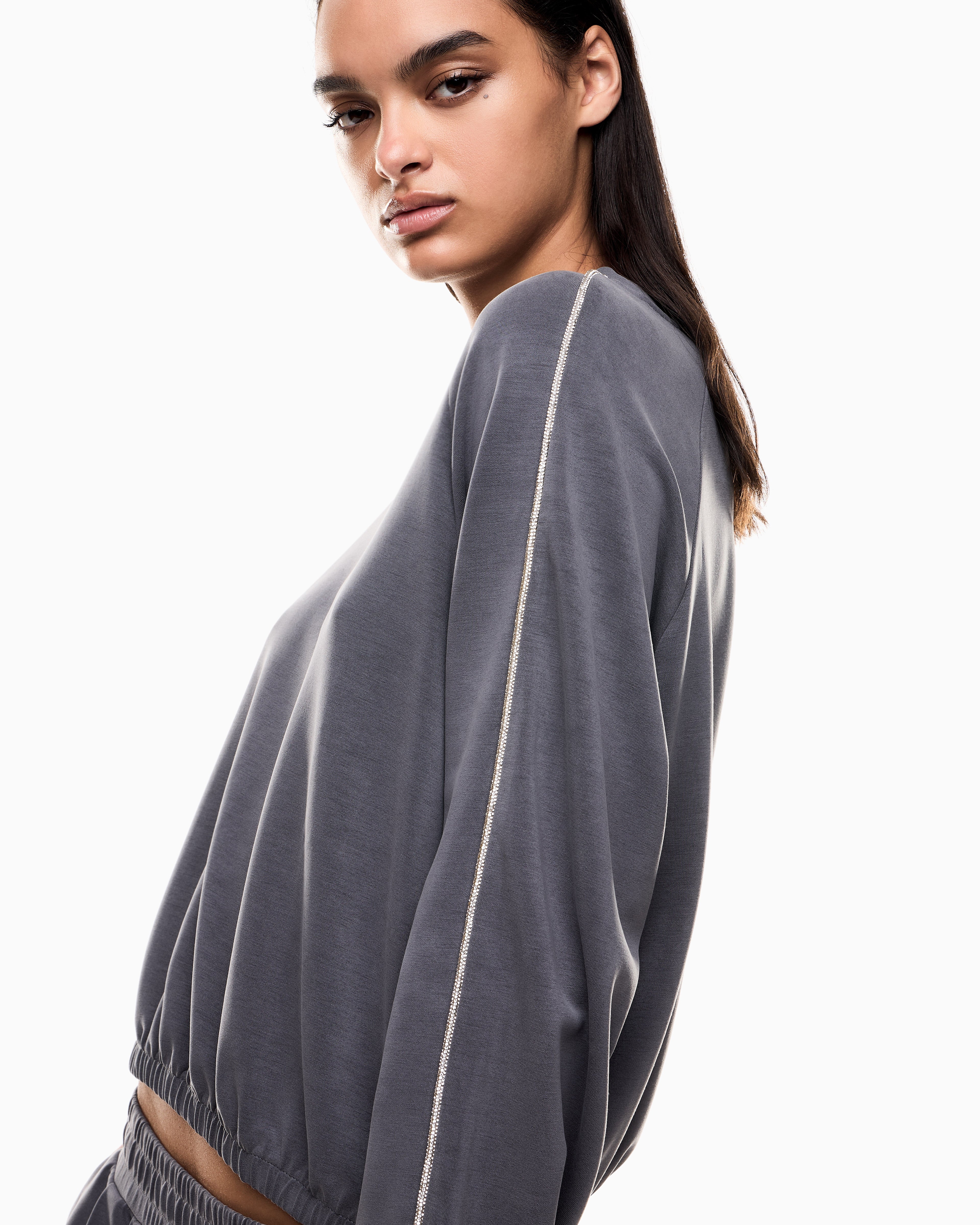 EA7 Precious crew-neck sweatshirt in stretch modal interlock