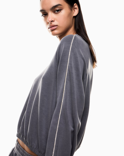 EA7 Precious crew-neck sweatshirt in stretch modal interlock