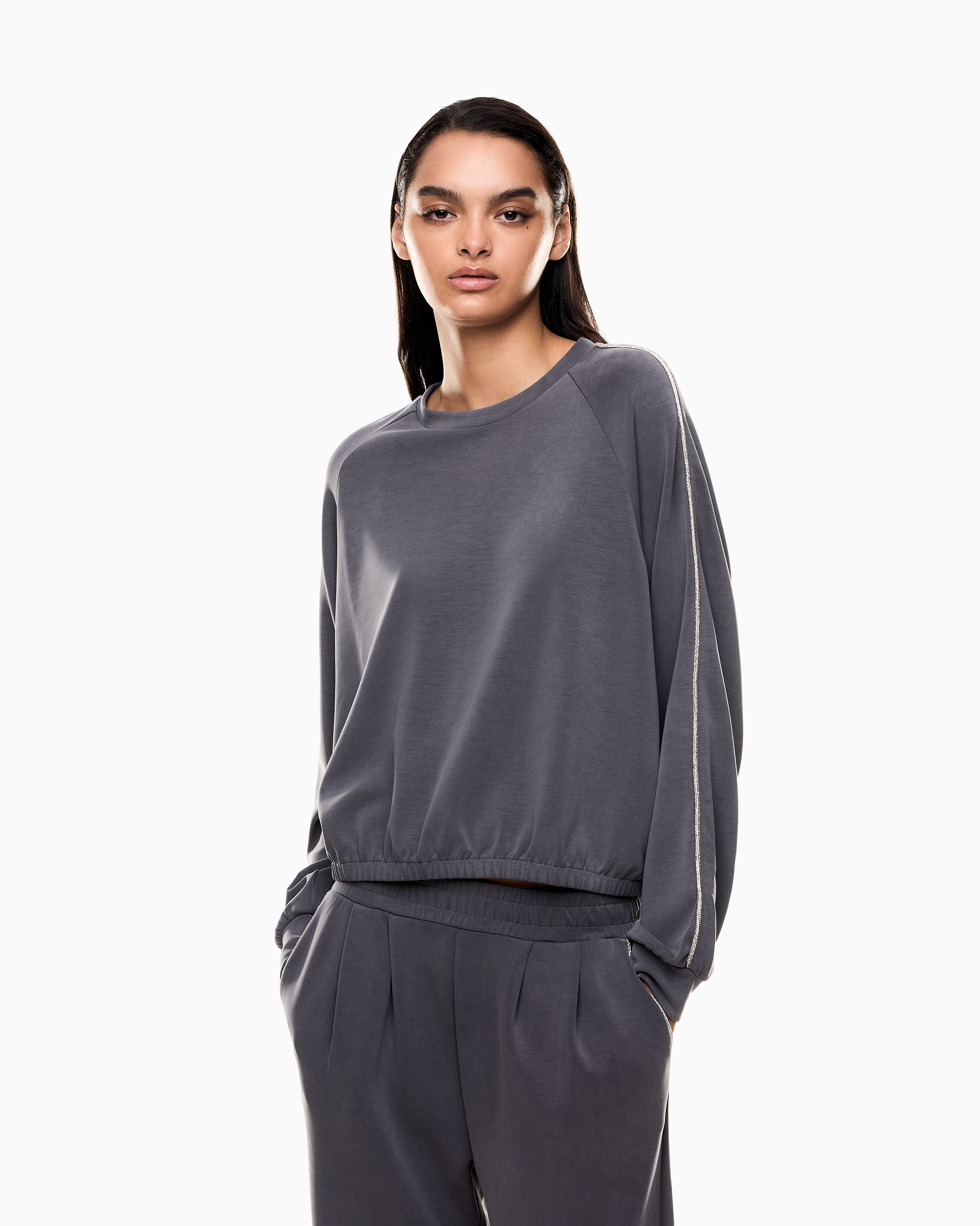 EA7 Precious crew-neck sweatshirt in stretch modal interlock