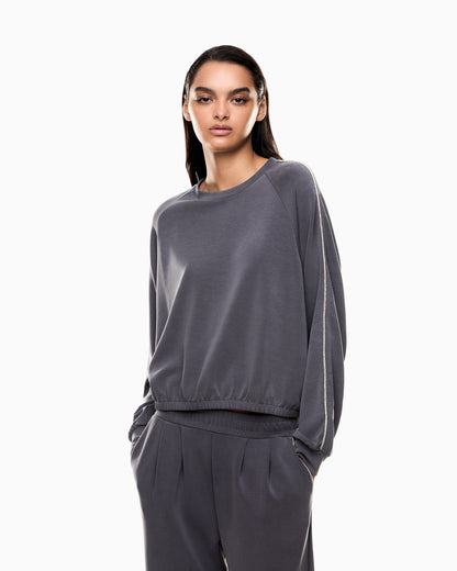 EA7 Precious crew-neck sweatshirt in stretch modal interlock