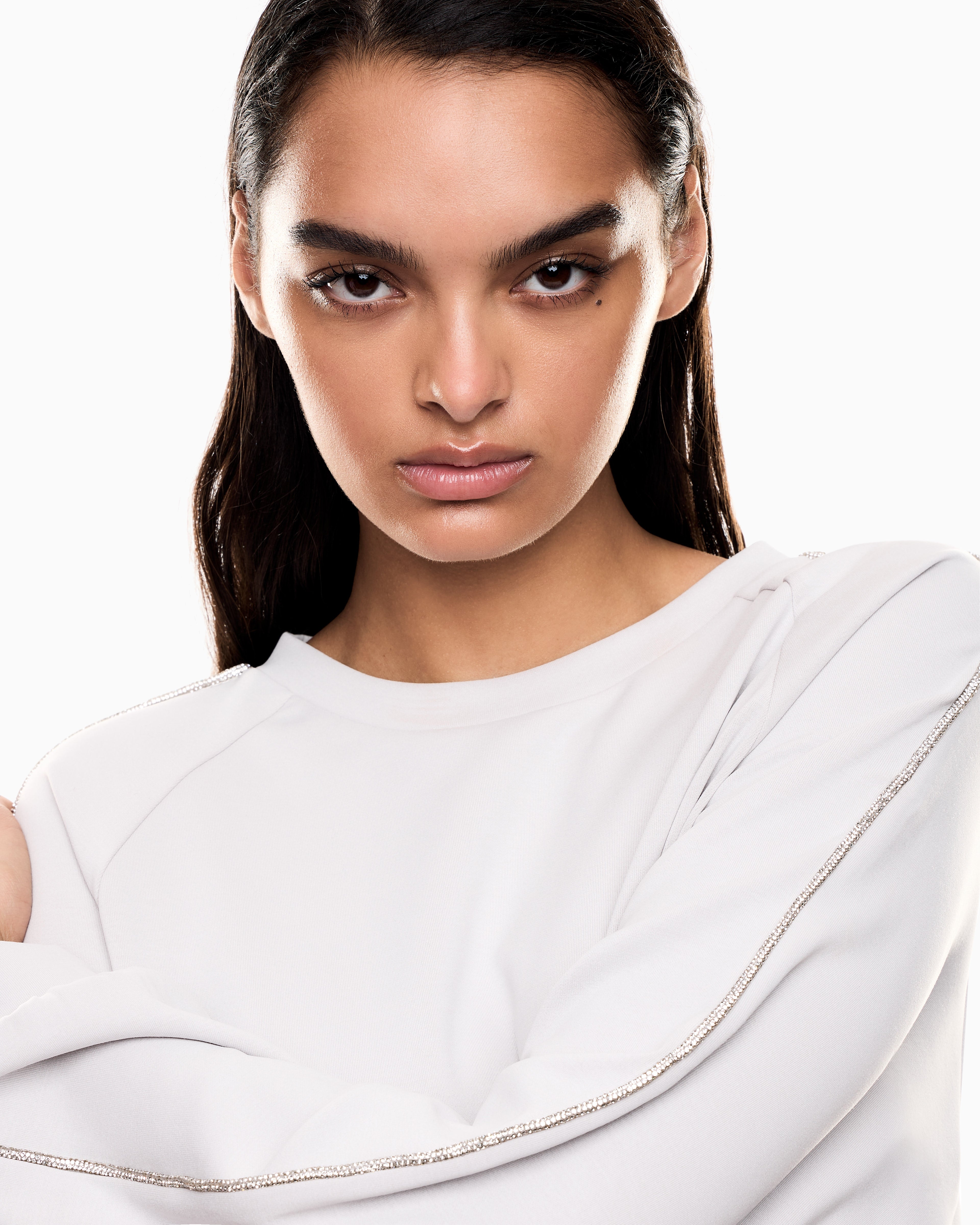 EA7 Precious crew-neck sweatshirt in stretch modal interlock