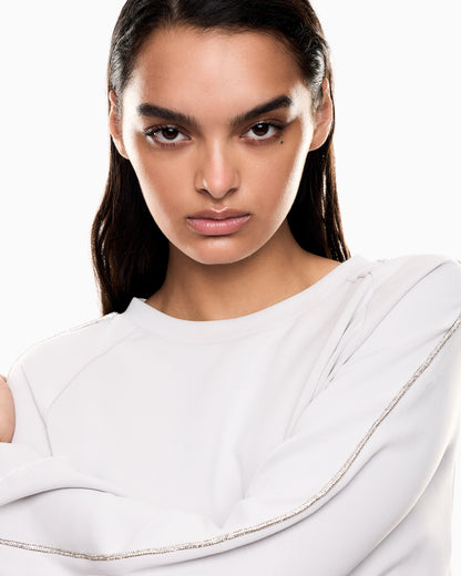 EA7 Precious crew-neck sweatshirt in stretch modal interlock