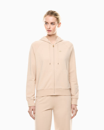 EA7 Stretch-cotton hooded Core Lady sweatshirt