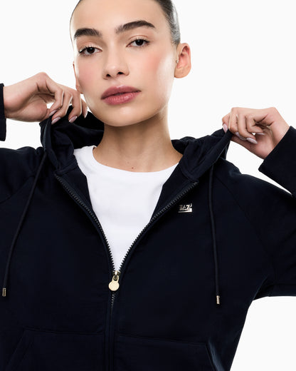 EA7 Stretch-cotton hooded Core Lady sweatshirt