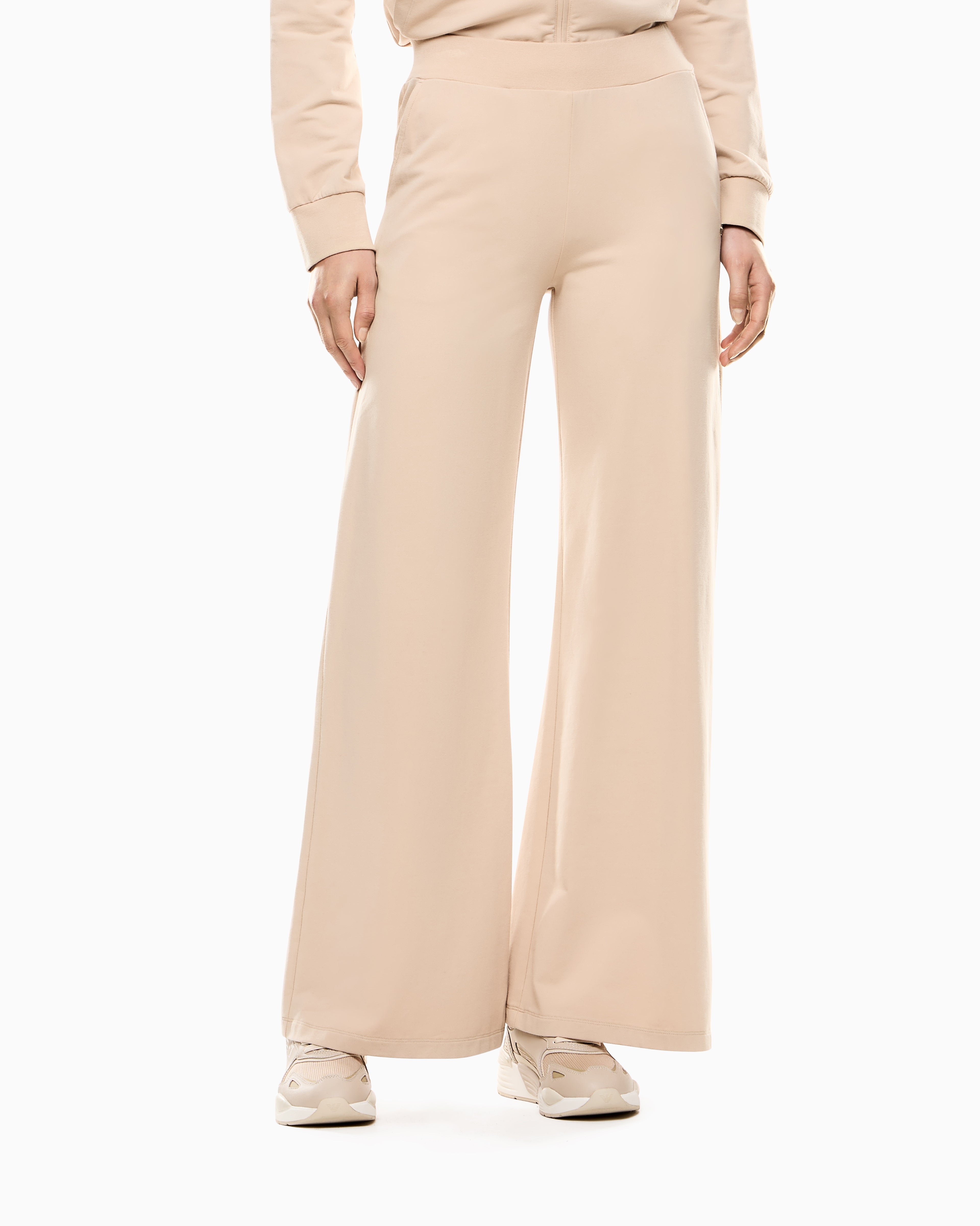 EA7 Core Lady stretch-cotton wide-leg trousers